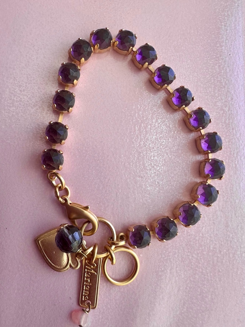 Mariana Gold-Tone Cloudy Matte Purple Swarovski Crystal Tennis Bracelet